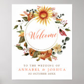 Rustic Sunflower Wreath Fall Weddenschap Poster (Voorkant)