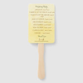 Rustic Sunflower Yellow Watercolor Wedding Program Handwaaier (Achterkant)