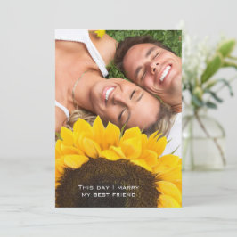 Rustic Sunflower Your Photo Wedding Kaart