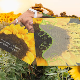 Rustic Sunflower Your Photo Wedding Kaart