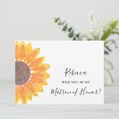 Rustic Sunflower zal jij mijn matron zijn. Kaart (Staand voorkant)