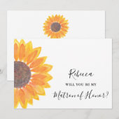 Rustic Sunflower zal jij mijn matron zijn. Kaart (Voorkant / Achterkant)