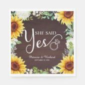Rustic Sunflower Ze Heeft Ja Gezegd Verlovingsfees Servet (Voorkant)