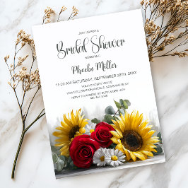 Rustic Sunflowers and Roses Bridal Shower Kaart
