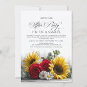 Rustic Sunflowers and Roses Wedding After Party Kaart (Voorkant)