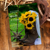 Rustic Sunflowers Boots Western Engagement Party Kaart