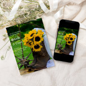 Rustic Sunflowers Boots Western Engagement Party Kaart