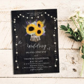 Rustic Sunflower's Breath Lavender Wedding Kaart