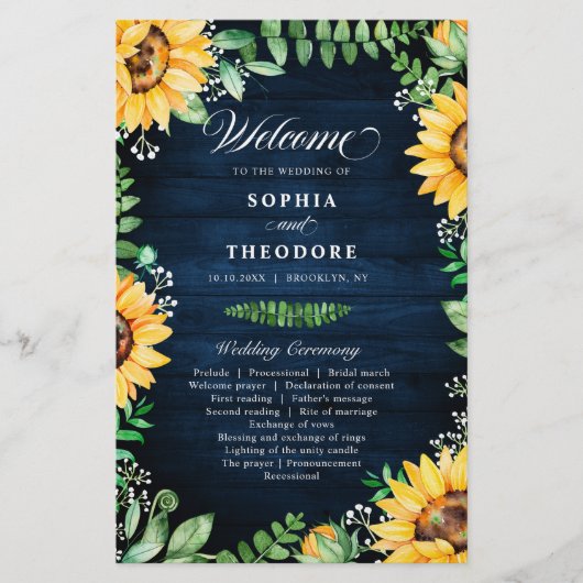 Rustic Sunflower's Breath Navy Blue-programma (Voorkant)