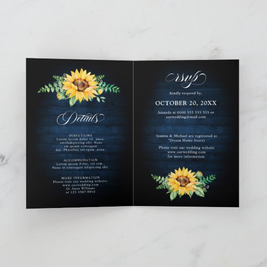Rustic Sunflower's Breath Navy Blue Wedding (Binnen)