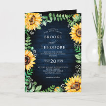 Rustic Sunflower's Breath Navy Blue Wedding