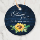 Rustic Sunflower's Breath Navy Blue Wedding Bedankjes Labels (Voorkant)