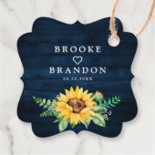 Rustic Sunflower's Breath Navy Blue Wedding Bedankjes Labels (Achterkant)