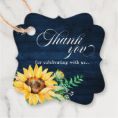 Rustic Sunflower's Breath Navy Blue Wedding Bedankjes Labels (Voorkant)