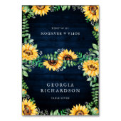 Rustic Sunflower's Breath Navy Blue Wedding Kaart (Voorkant)