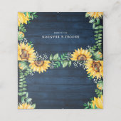 Rustic Sunflower's Breath Navy Blue Wedding Plaatskaartje (Buitenkant ongevouwen)