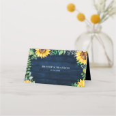 Rustic Sunflower's Breath Navy Blue Wedding Plaatskaartje (Achterkant)