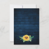 Rustic Sunflower's Breath Navy Blue Wedding RSVP Kaartje (Achterkant)