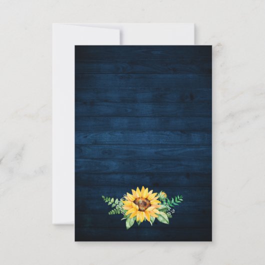 Rustic Sunflower's Breath Navy Blue Wedding RSVP Kaartje (Achterkant)