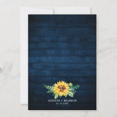 Rustic Sunflower's Breath Navy Blue Wedding Save The Date (Achterkant)