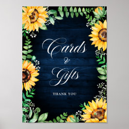 Rustic Sunflower's Breath Navy Cards & Gifts Poster