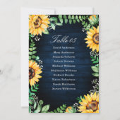 Rustic Sunflower's Breath Navy Table Numbers Kaart (Achterkant)
