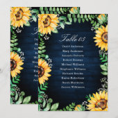 Rustic Sunflower's Breath Navy Table Numbers Kaart (Voorkant / Achterkant)