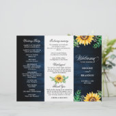 Rustic Sunflower's Breath Wedding Program (Staand voorkant)