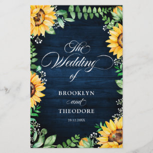 Rustic Sunflower's Breath Wedding Program