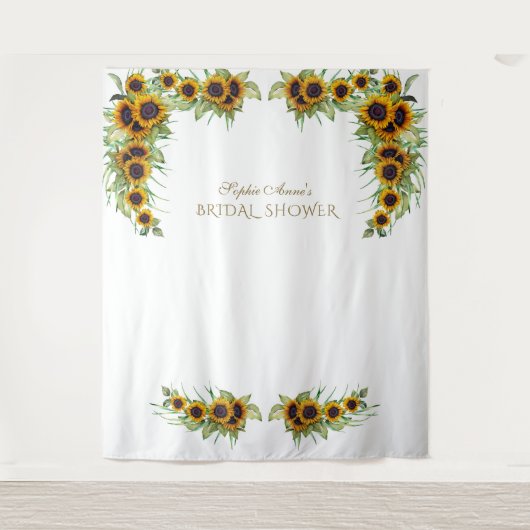 Rustic Sunflowers Bruidsfeest Fotocabine Wandkleed (Voorkant)