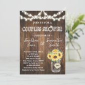 Rustic Sunflowers Couples Wedding Shower  Kaart (Staand voorkant)