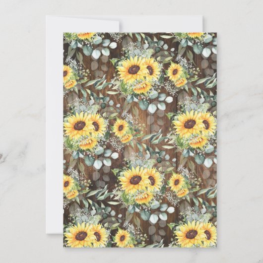 Rustic Sunflowers Couples Wedding Shower  Kaart (Achterkant)