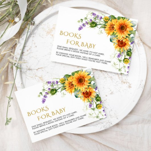 Rustic Sunflowers & Lavander Books for Baby card Informatiekaartje