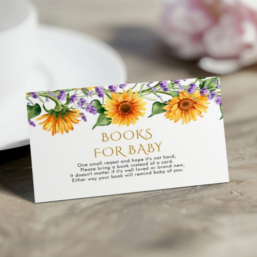 Rustic Sunflowers & Lavender Book for Baby Card Informatiekaartje