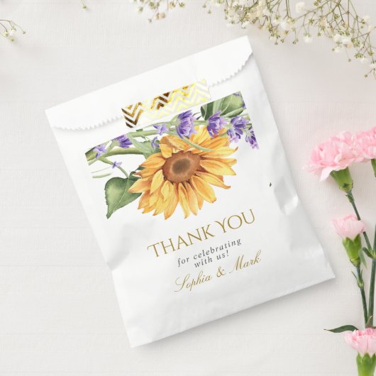 Rustic Sunflowers & Lavender Wedding Bedankzakje (Gezegeld)