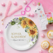 Rustic Sunflowers & Lavender Wedding Papieren Bordje (Feest)