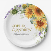 Rustic Sunflowers & Lavender Wedding Papieren Bordje (Voorkant)