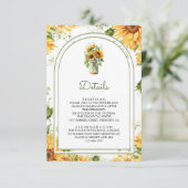 Rustic Sunflowers Mason Jar Arch Wedding Details Informatiekaartje (Staand voorkant)