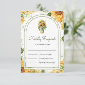 Rustic Sunflowers Mason Jar Arch Wedding RSVP Kaartje (Staand voorkant)