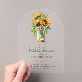 Rustic Sunflowers Mason Jar Bridal Shower Acryl Uitnodigingen