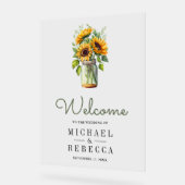 Rustic Sunflowers Mason Jar Wedding Welcome Acryl Bord (Hoek)