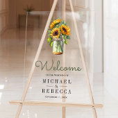 Rustic Sunflowers Mason Jar Wedding Welcome Acryl Bord