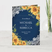 Rustic Sunflowers Navy Blue Wood QR Code Wedding (Voorkant)