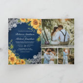 Rustic Sunflowers Navy Blue Wood QR Code Wedding (Binnen)