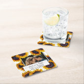 Rustic sunflowers photo wedding save the date kartonnen onderzetters (Insitu)