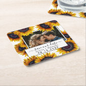Rustic sunflowers photo wedding save the date kartonnen onderzetters (Schuin)