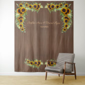 Rustic Sunflowers Trouwfeest Houten Fotobooth Wandkleed (In situ)