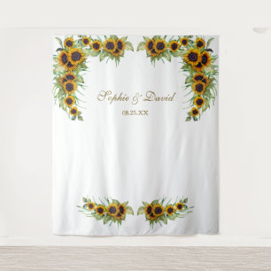 Rustic Sunflowers Trouwfotohokje Achtergrond Wandkleed