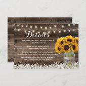 Rustic Sunfowers Wedding Details Accommodatie Kaart (Voorkant / Achterkant)