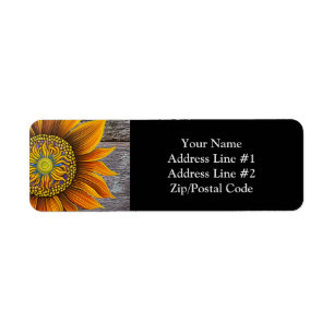 Rustic Sunny Sunflower op Barn Board Etiket